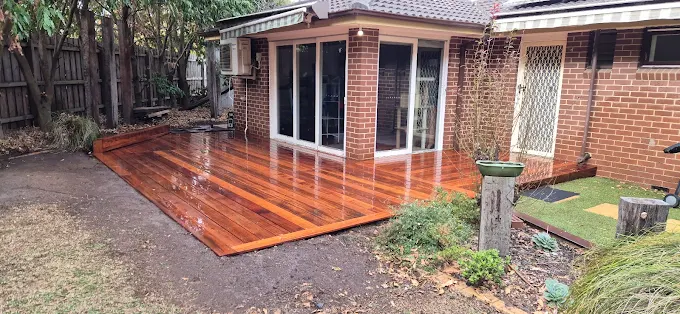 Timber deck and landscaping by Wade Concreting