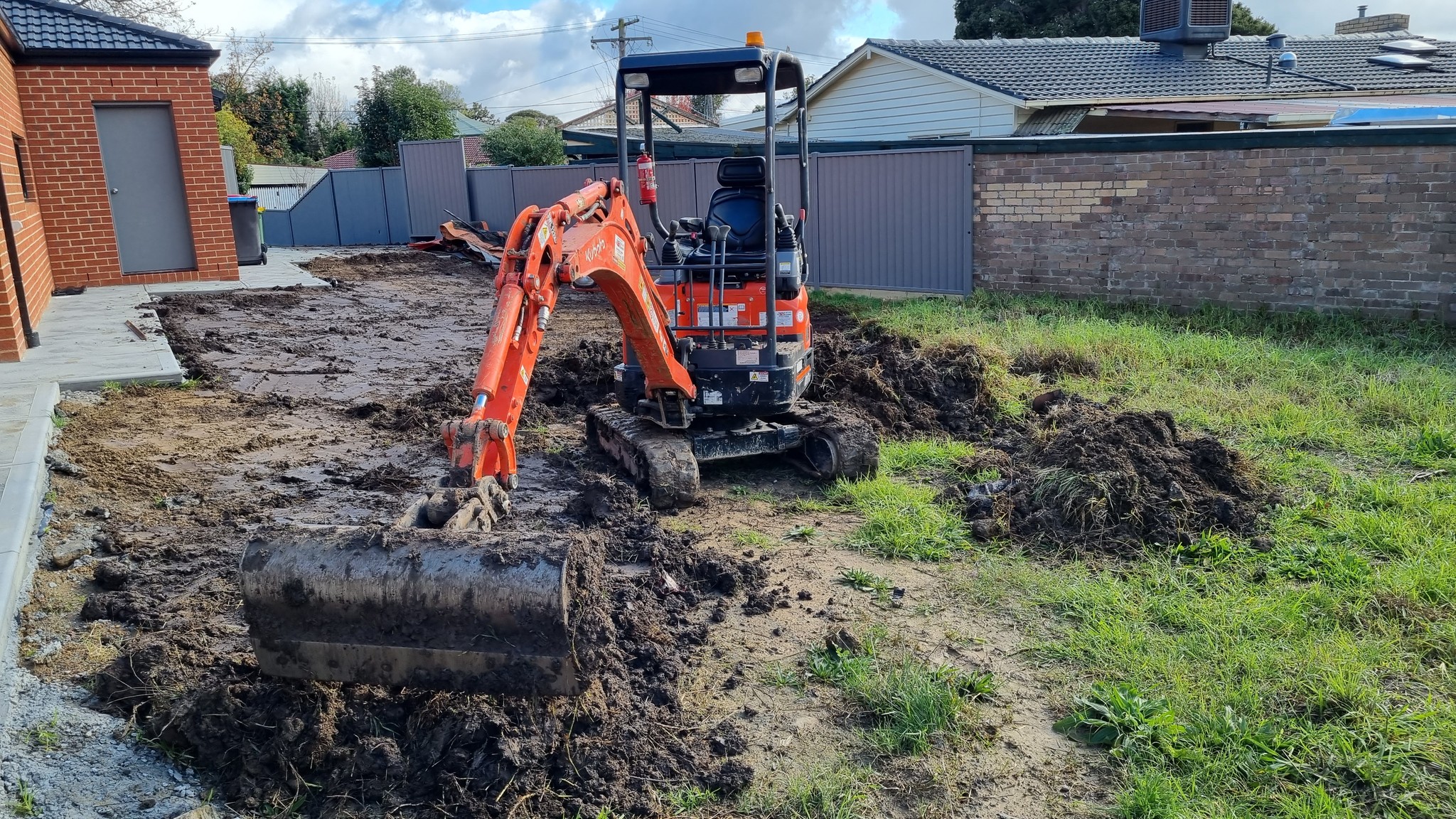 Earthworks and excavation for a new concrete slab
